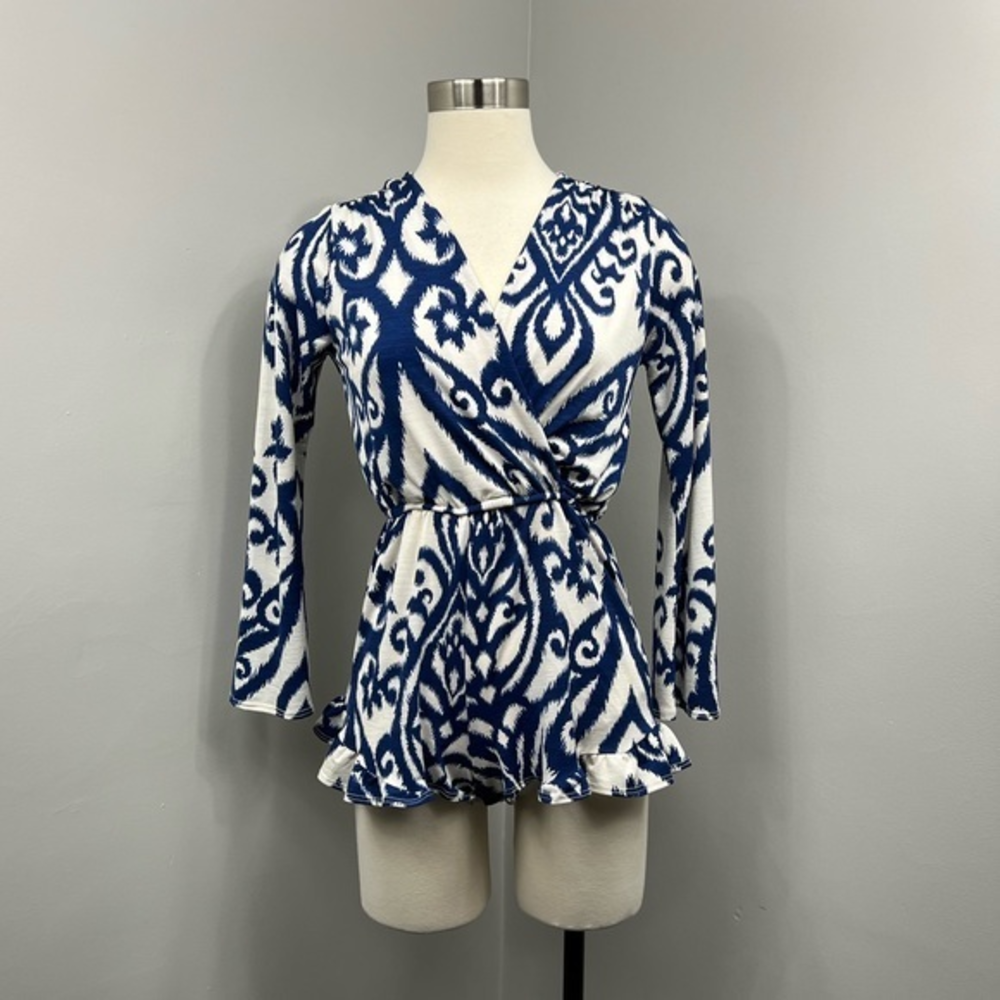 Vintage Havana Blue Print Romper